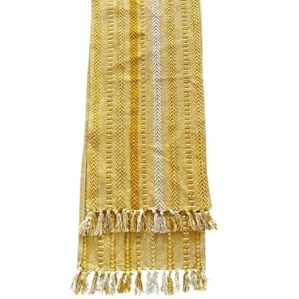 D II DESIGN IMPORTS Honey Gold Braided Stripes Table Runner, 100% cotton